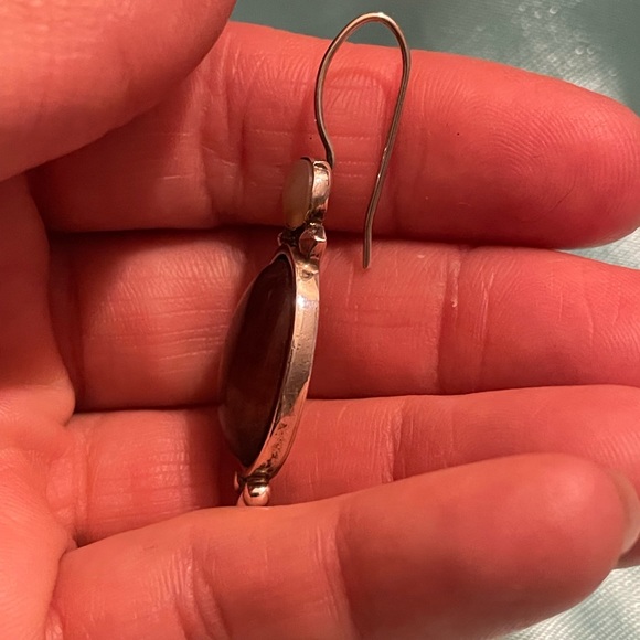 DTR Jay King Sterling Silver 925 Tiger Eye and MOP Dangle Drop Earrings - Picture 6 of 7